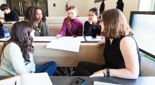 group of international female students